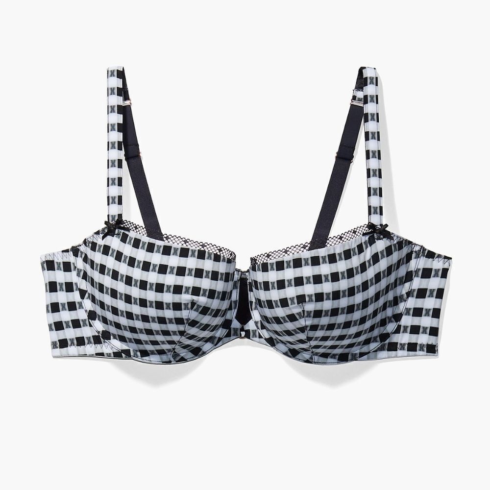 Savage Fenty X Gingham padded low balconette Bra 34D logo check print NWT packgn - Picture 5 of 7